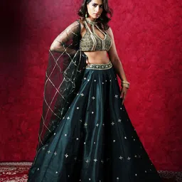 Rashika Sharma Embroidered Mirror Work Made to Measure Lehenga & Blouse With Dupatta image 1