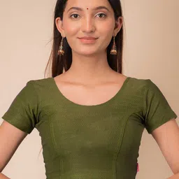 Bindigasm's Advi Self Design Cotton Stretchable Saree Blouse-image-25