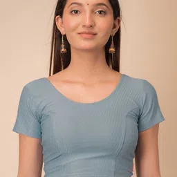 Bindigasm's Advi Self Design Cotton Stretchable Saree Blouse-image-49