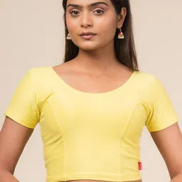 Bindigasm's Advi Self Designed Texture Cotton Stretchable Slip On Saree Blouse-picture-29