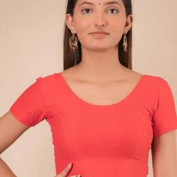 Bindigasm's Advi Self Designed Textured Slip On Saree Blouse-image-75