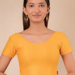Bindigasm's Advi Self Designed Texture Cotton Stretchable Slip On Saree Blouse-image-76
