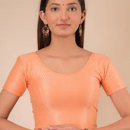 Bindigasm's Advi Self Design Cotton Stretchable Saree Blouse-image-20