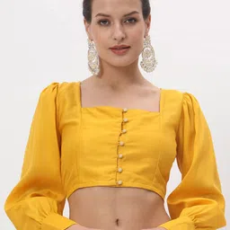studio rasa Long Sleeves Square Neck Chroma Button Down Blouse-42