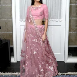 ODETTE Sequinned Embellished Semi-Stitched Lehenga & Unstitched Blouse With Dupatta-picture-36