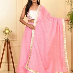 Kesarya Leheriya Printed Cotton Ready to Wear Lehenga & Unstitched Blouse With Dupatta-picture-17