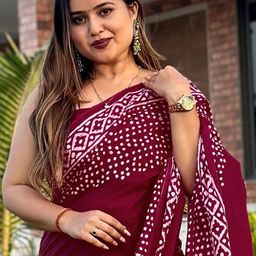 Anouk Pink Abstract Printed Pure Cotton Bagh Saree image 2