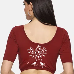 NOT YET by us Printed Stretchable Saree Blouse-image-35