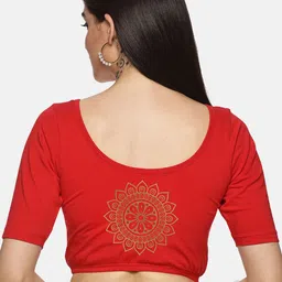 NOT YET by us Plus Size Back Printed Stretchable Saree Blouse-56