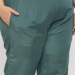 Sringam Plus Size Embroidered Mirror Work Regular Kurta with Trousers & Dupatta image 3