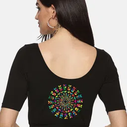 NOT YET by us Printed Stretchable Saree Blouse-picture-27