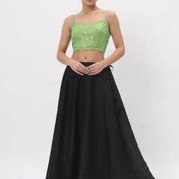 studio rasa Sequinned Embellished Net Spaghetti Saree Blouse image 5