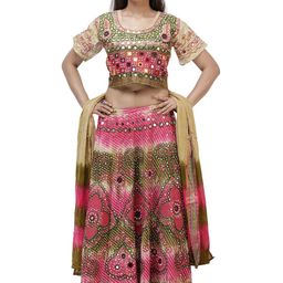 Exotic India Embroidered Mirror Work Ready to Wear Lehenga & Blouse With Dupatta-picture-16