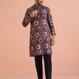 KISAH Men Printed  Regular Fit Abstract Print Kurta Trouser Set image 2
