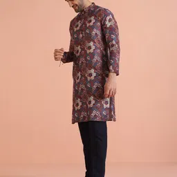 KISAH Men Printed  Regular Fit Abstract Print Kurta Trouser Set image 5