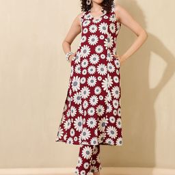 DAEVISH Floral Printed Regular Kurta with Trousers-picture-43