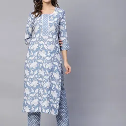 KALINI Floral Printed Kurta with Trousers-24