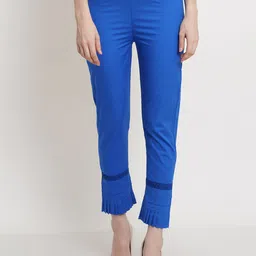 Popwings Women Blue Smart Trousers-image-11