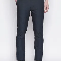 Basics Men Navy Blue Tapered Fit Trousers-image-84