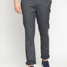 Basics Men Textured Tapered Fit Cotton Trousers-image-9