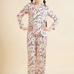 Cherry & Jerry Girls Printed Satin Night Suit-image-87