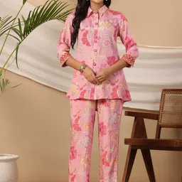 PIROH Printed Shirt Collar Top & Trouser image 4