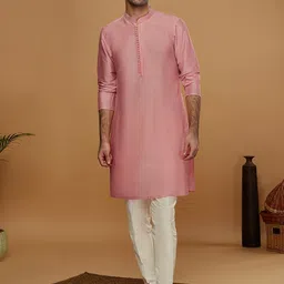 KISAH Mandarin Collar Straight Kurta with Trousers-image-99
