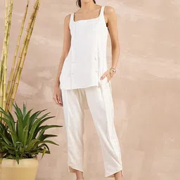 First Resort by Ramola Bachchan Square Neck Sleeveless Organic Cotton Top With Trouser-image-79