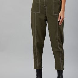 Orchid Blues Women Green Tapered Fit High-Rise Trousers-image-52