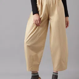 I Love She Women Relaxed Loose Fit High-Rise Cotton Cropped Trousers-image-93