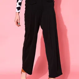 STREET 9 Women Black Loose Fit High-Rise Trousers-image-81