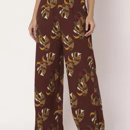 Moomaya Women Floral Printed Loose Fit High-Rise Trousers-image-52