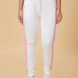 Globus Women White & Pink Regular Fit Side Stripes High-Rise Trousers-image-28