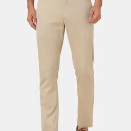 Blackberrys Men Beige Slim Fit Low-Rise Cotton Trousers-image-83