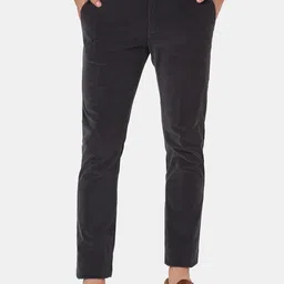 Blackberrys Men Charcoal Black Slim Fit Low-Rise Trousers-picture-44