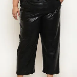 Amydus Women Plus Size High-Rise Leather Parallel Trousers-picture-51