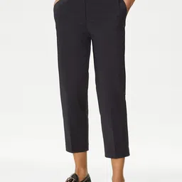Marks & Spencer Women Slim Fit High-Rise Cropped Trousers-image-56