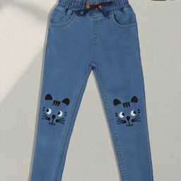 F2M Boys Embroidered Slim Fit High-Rise Denim Regular Trousers-picture-44