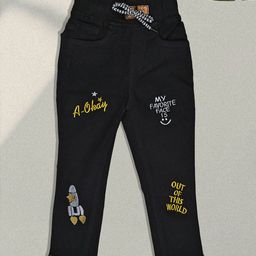 F2M Boys Embroidered Slim Fit High-Rise Trousers-image-116