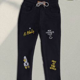 F2M Boys Embroidered Slim Fit High-Rise Trousers-image-70