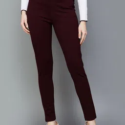 Xpose Women Comfort Slim Fit High-Rise Trousers-20