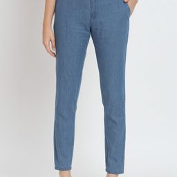 AngelFab Women Slim Fit High-Rise Plain Cropped Cigarette Trousers-image-118