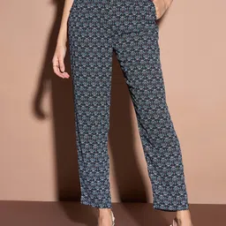 Kibo Women Ethnic Motifs Printed Straight Fit High-Rise Trousers-image-20