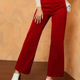 LEE TEX Women High-Rise Relaxed Straight Leg Easy Wash Parallel Trousers-image-125