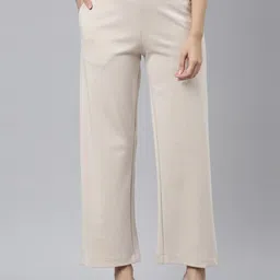 Go Colors Women Beige Relaxed High-Rise Trousers-image-83