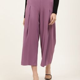CENTRESTAGE Women Purple Loose Fit High-Rise Culottes Trousers-image-34