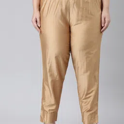 Go Colors Women Plus Size Tailored Tapered Fit Modal Trousers-54
