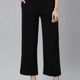 Go Colors Women Black Relaxed High-Rise Trousers-image-96