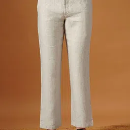 JAYPORE Men Relaxed Straight Fit Pure Linen Ethnic Trouser-image-49