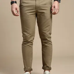 The Roadster Lifestyle Co. Men Khaki Relaxed Slim-Fit Mid-Rise Chinos-image-66